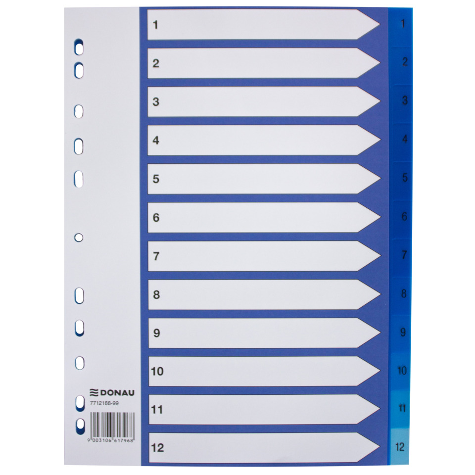 A4-Divider, Registerblätter, Ordner, Trennregister, Blau-weiß