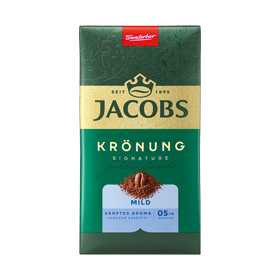 Kaffee, Kaffeebohnen, Grün-goldene Verpackung, Mild, Jacobs Krönung