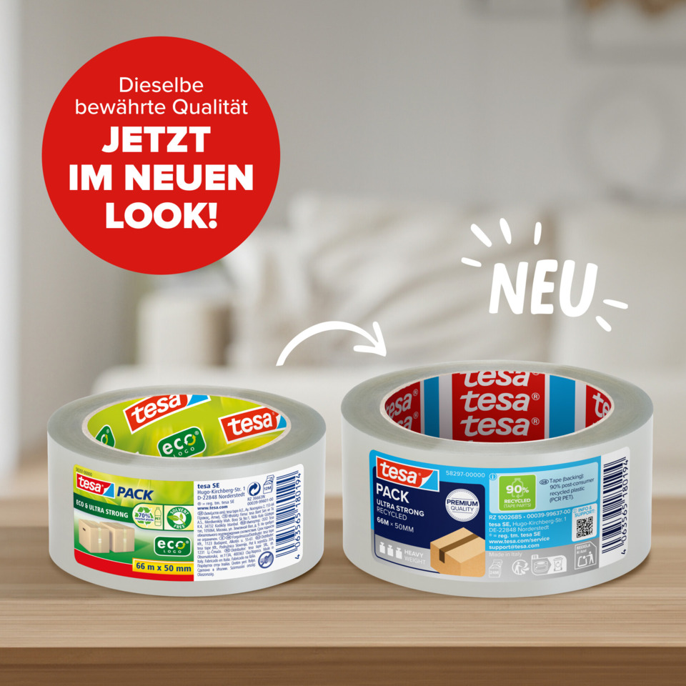 Transparent tape, Verpackungsklebeband, Ecofreundlich, Klebeband aus Kunststoff, Rollen