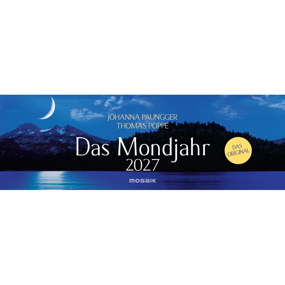 Monat Jahr, Das Mondjahr, Buchcover, Blaues Landschaftsbild, Textdruck