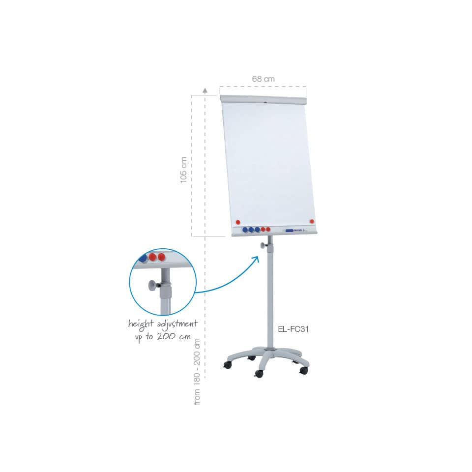 Flipchart, Whiteboard, Mobiler Stativ, Verstellbare Höhe, Rollen