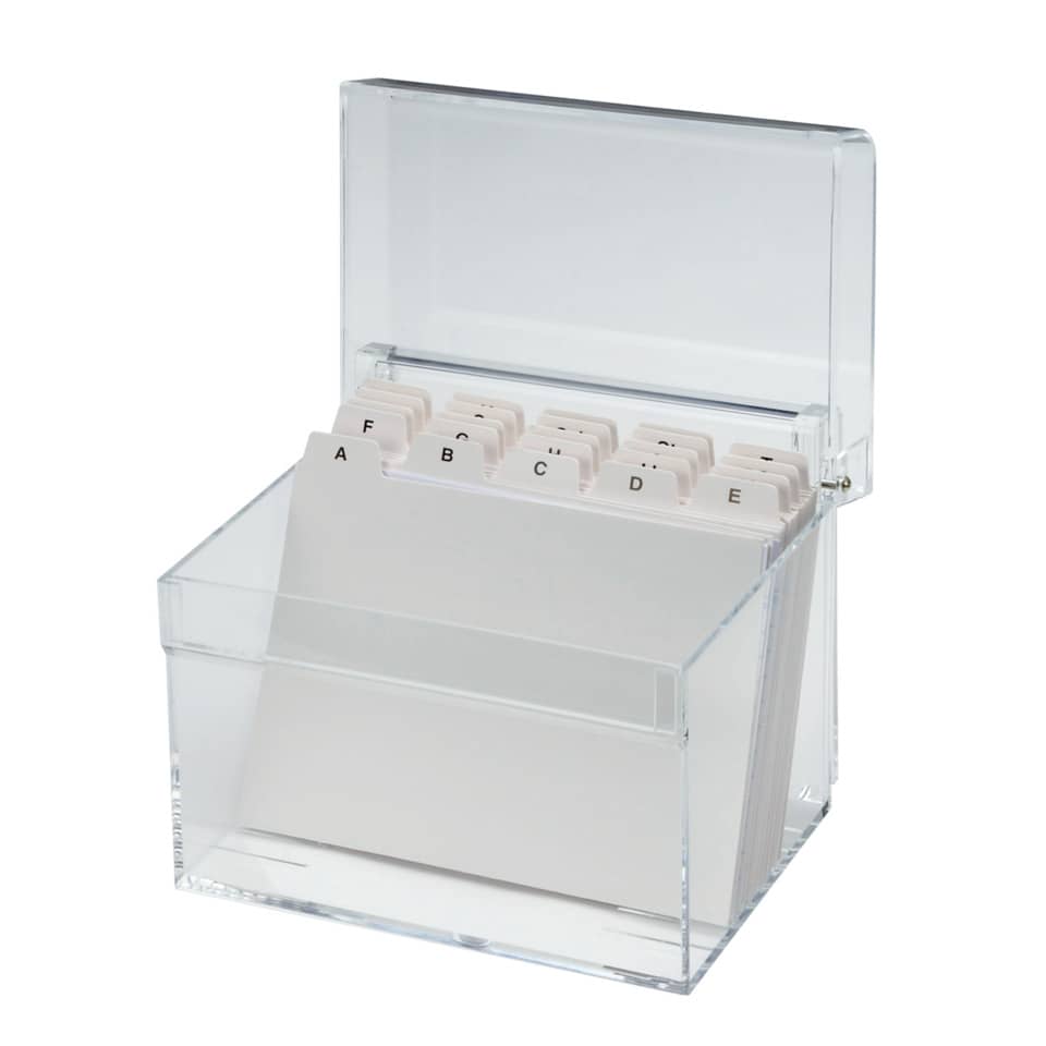 Kartenbox, Indexierungsbox, Scharnierdeckel, Transparenter Kunststoff, Abschlossenes Organisator