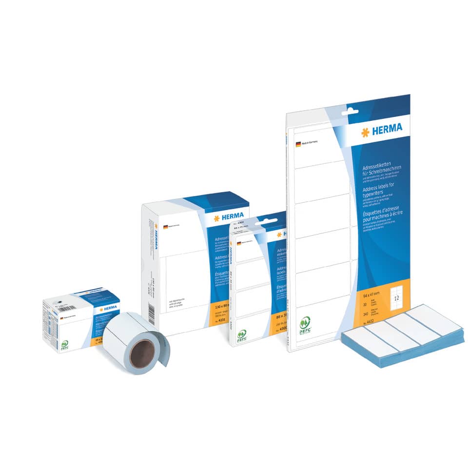 Etiketten, Adressen, Schreibmaschinenetiketten, Etikettenrolle, Packung