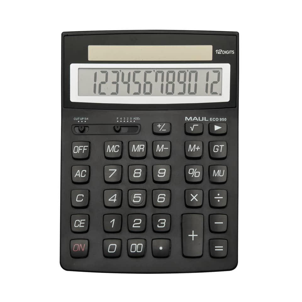 Taschenrechner, 12-stellige Anzeige, Schwarz, Tastenfeld, M-A-K-M-Modus