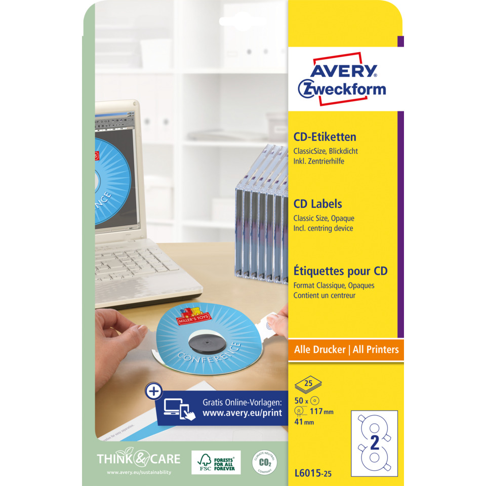 CD-Labels, CD-Etiketten, Drucker Zubehör, CD-Ren, L06015-25