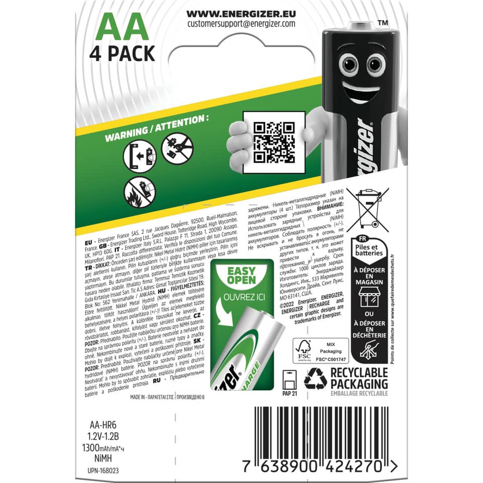 AA, 4 pack, Batterie, AA-Batterie, NiMH