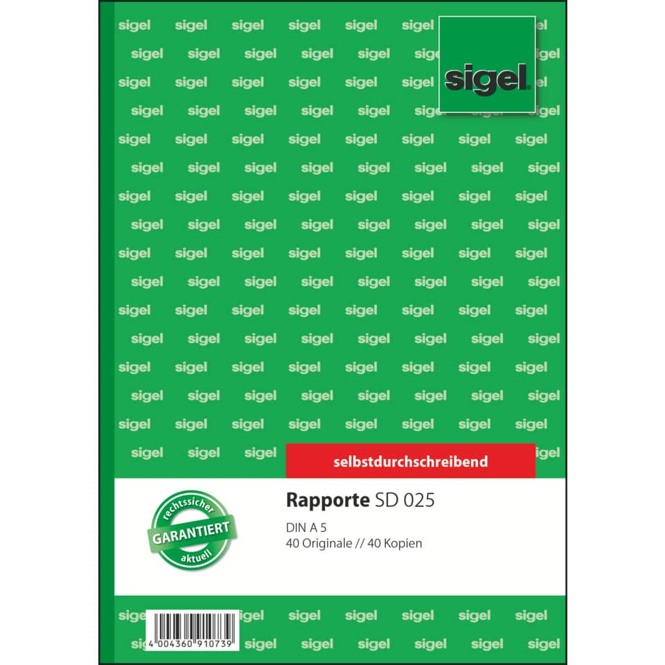 notebook, selbstklebend, schreibfähig, erfassungsbogen, Rapporte SD 025