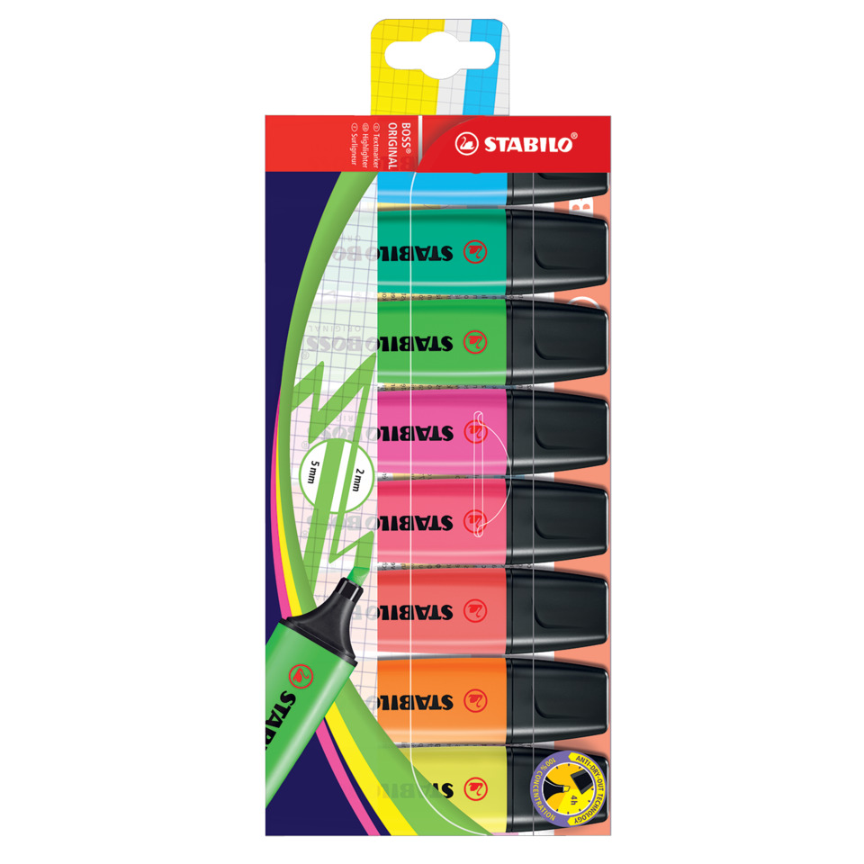 Marker-Set, Highlighter, 5 ml, bunte Farben, STABILO