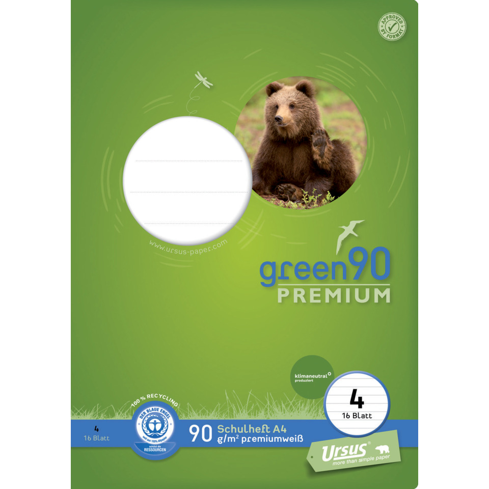 grün, Ursus, Schulheft, A4, Papier