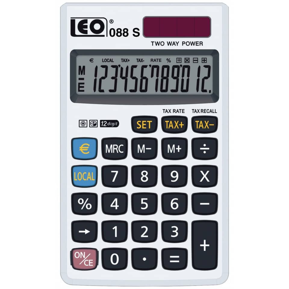 Taschenrechner, Taschen-Rechner, 12-stellig, Tastatur, Euro-Symbol